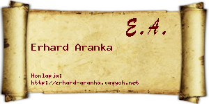 Erhard Aranka névjegykártya